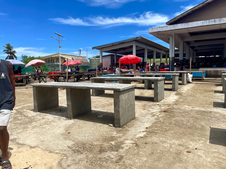 Malaita Provincial Government Builds New Concrete Benches for Fishermen at Auki Market.